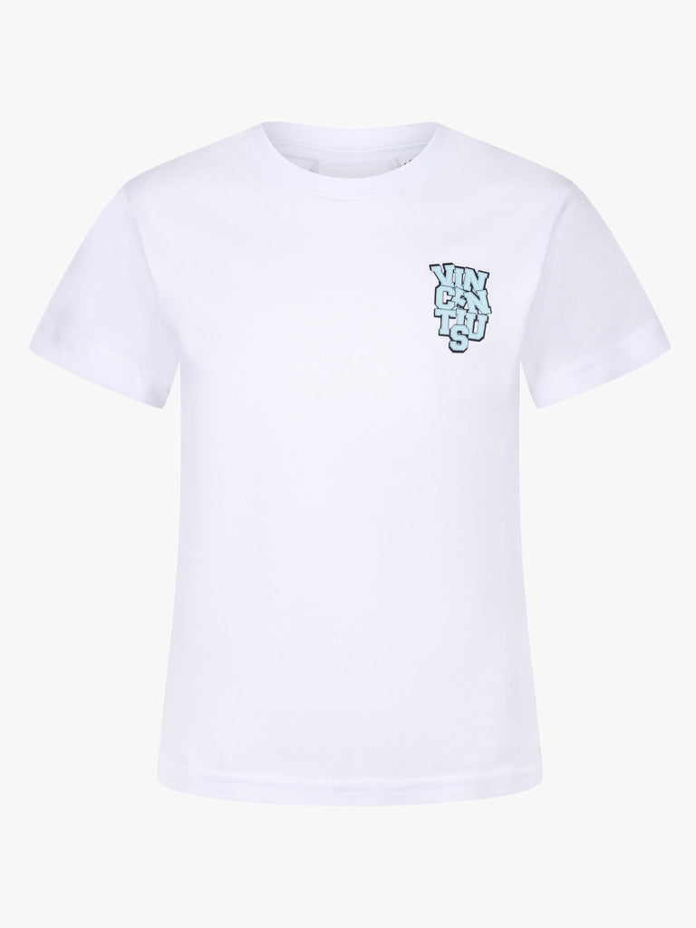 Boy's Luxe College T-Shirt - White & Blue - Vincentius