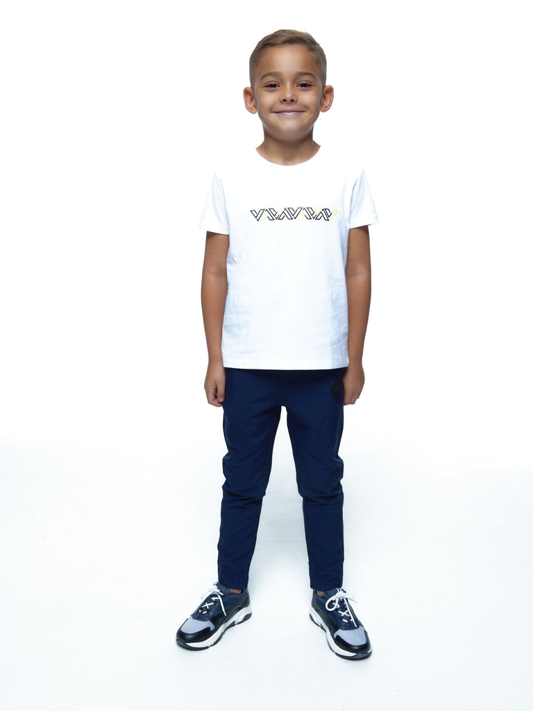 Boy's Luxe White & Yellow V Line T-Shirt - Vincentius