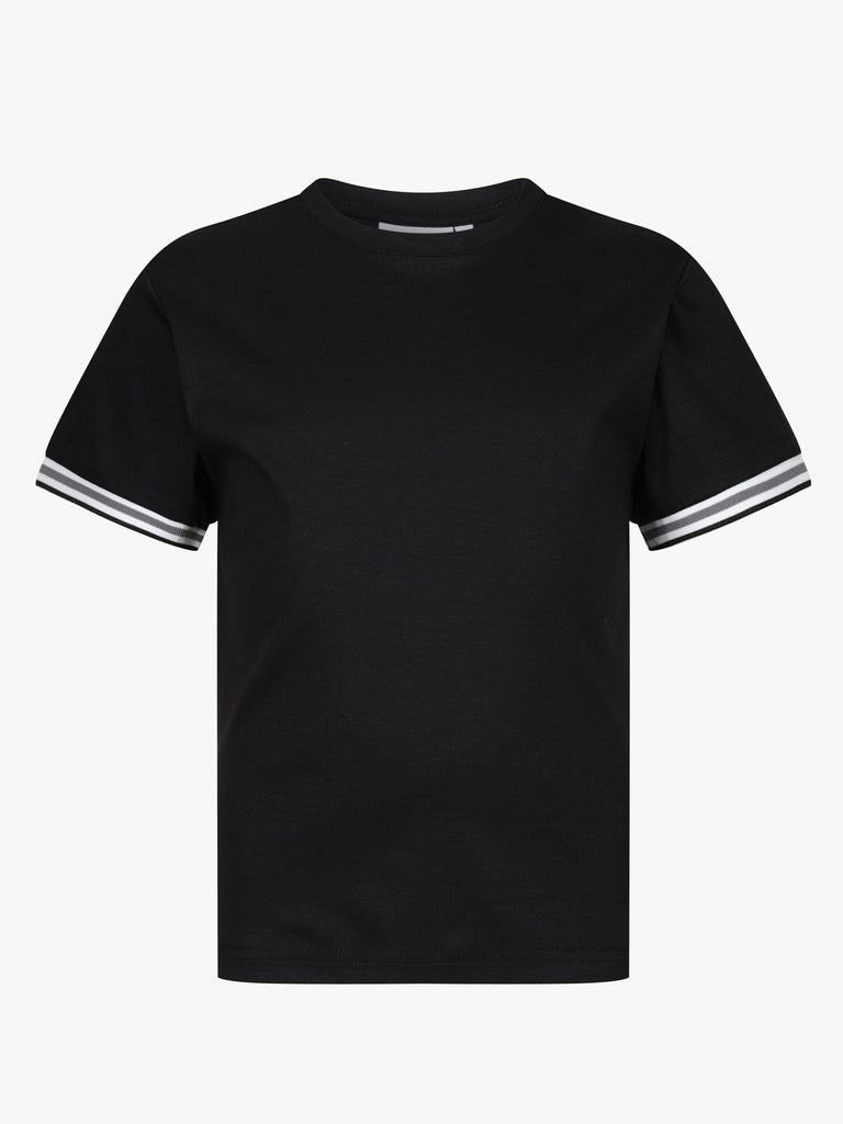 Boys Ribbed Cuff Black T Shirt - Vincentius