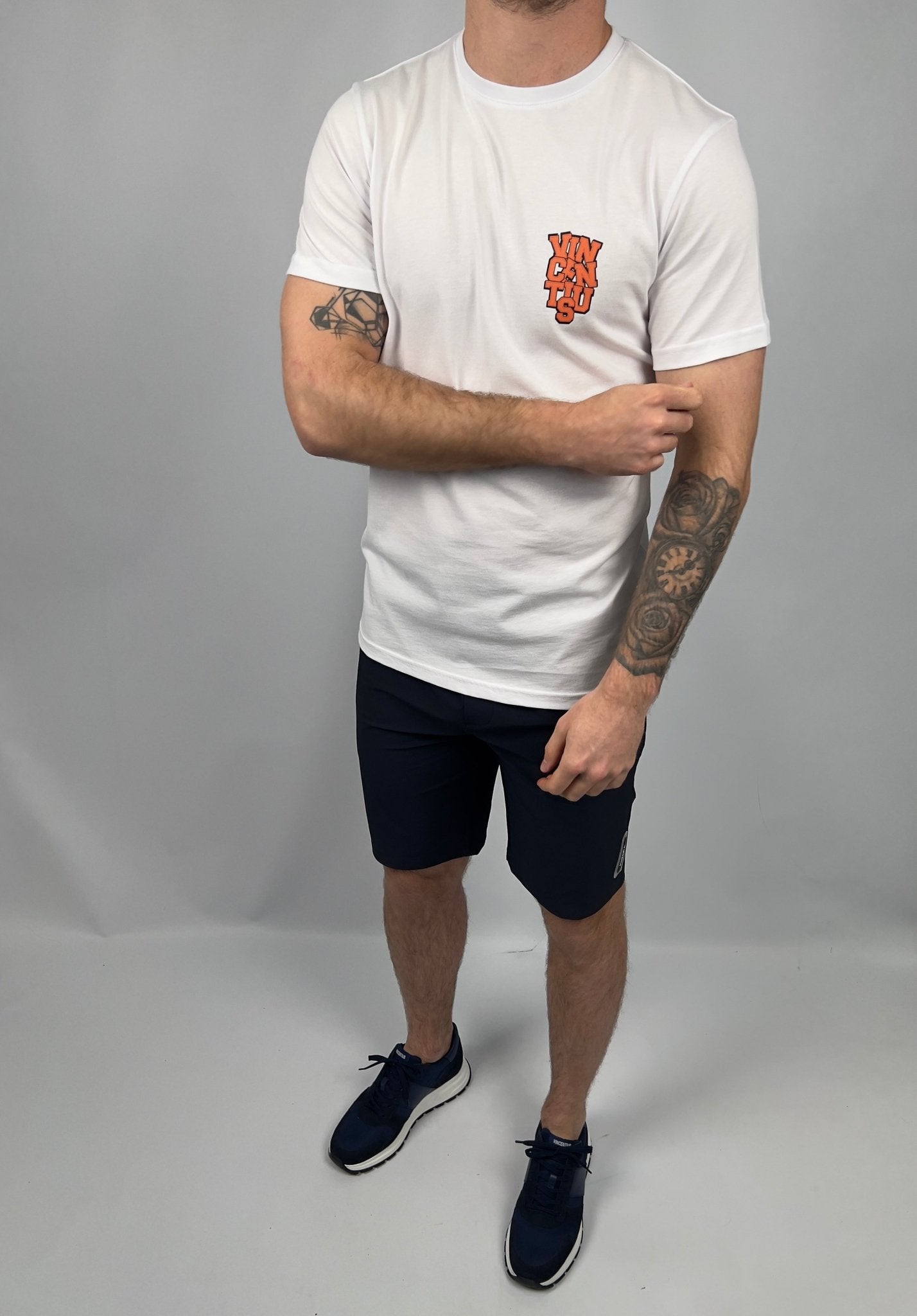 Luxe College T-Shirt - White & Orange - Vincentius