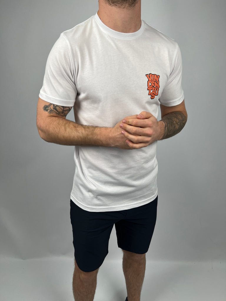 Luxe College T-Shirt - White & Orange - Vincentius