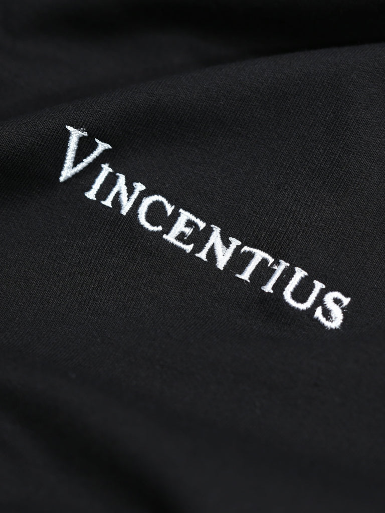 Luxury Black Embroidered Logo Hoodie - Vincentius