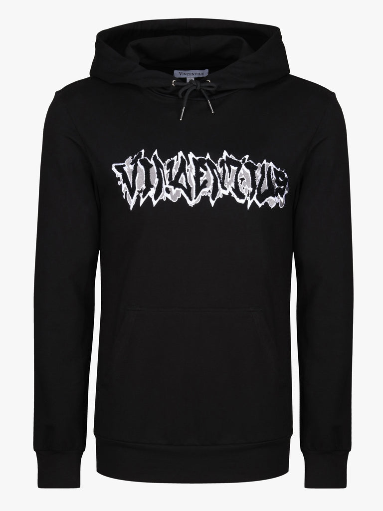 Luxury Black Graffiti Hoodie - Vincentius