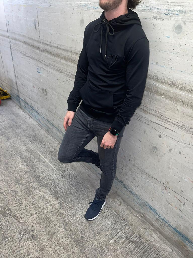 Luxury Black V Logo Hoodie - Vincentius