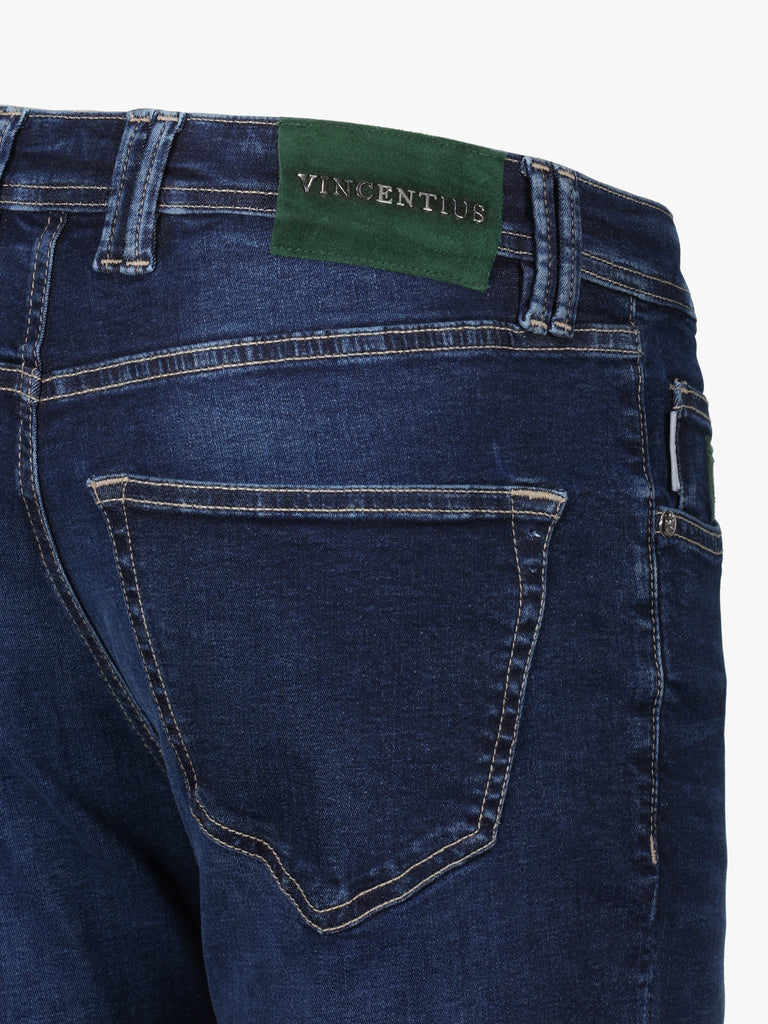 Luxury Edition Tailored Fit Jeans - Dark Blue/Green Patch - Vincentius