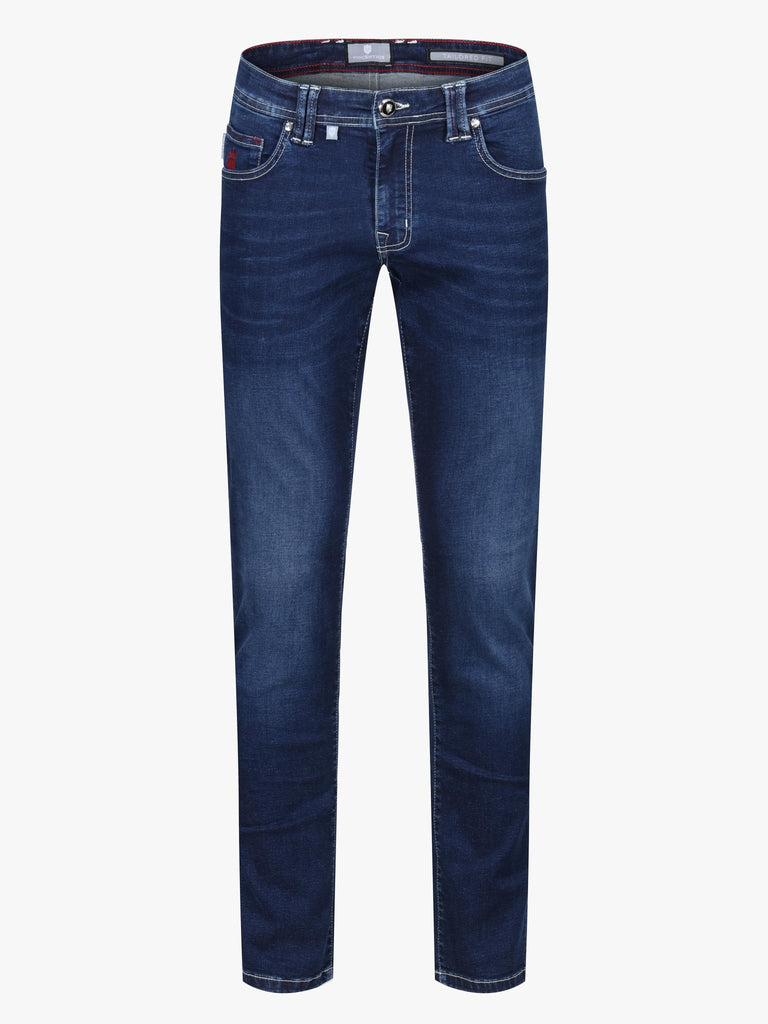 Luxury Edition Tailored Fit Jeans - Mid Blue/Navy Patch - Vincentius