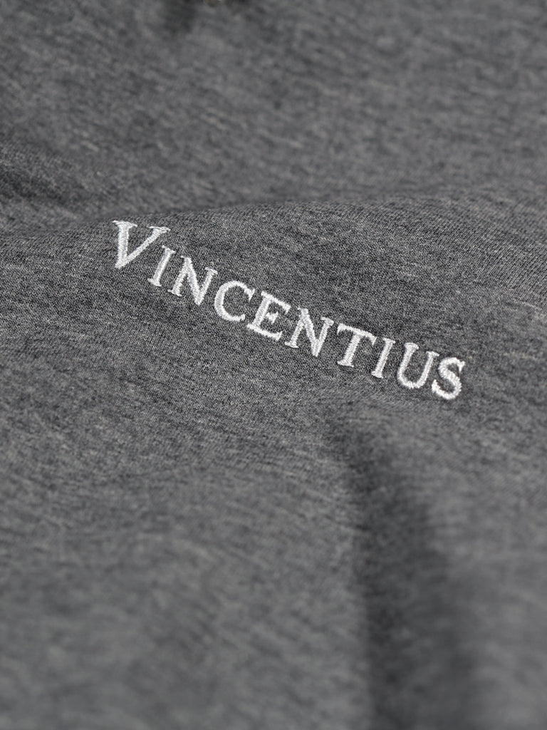 Luxury Grey Embroidered Logo Hoodie - Vincentius