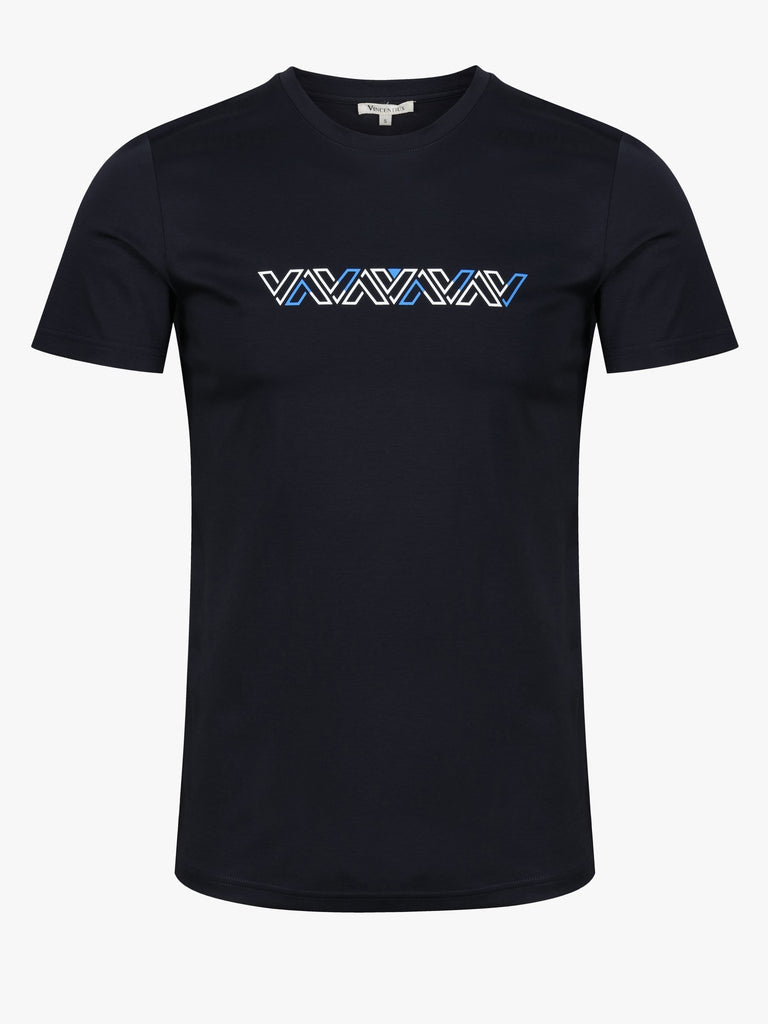 Luxury Navy & Blue V Line T-Shirt - Vincentius