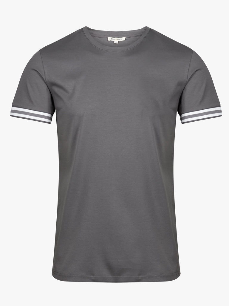 Luxury Ribbed Cuff T-Shirt - Charcoal - Vincentius