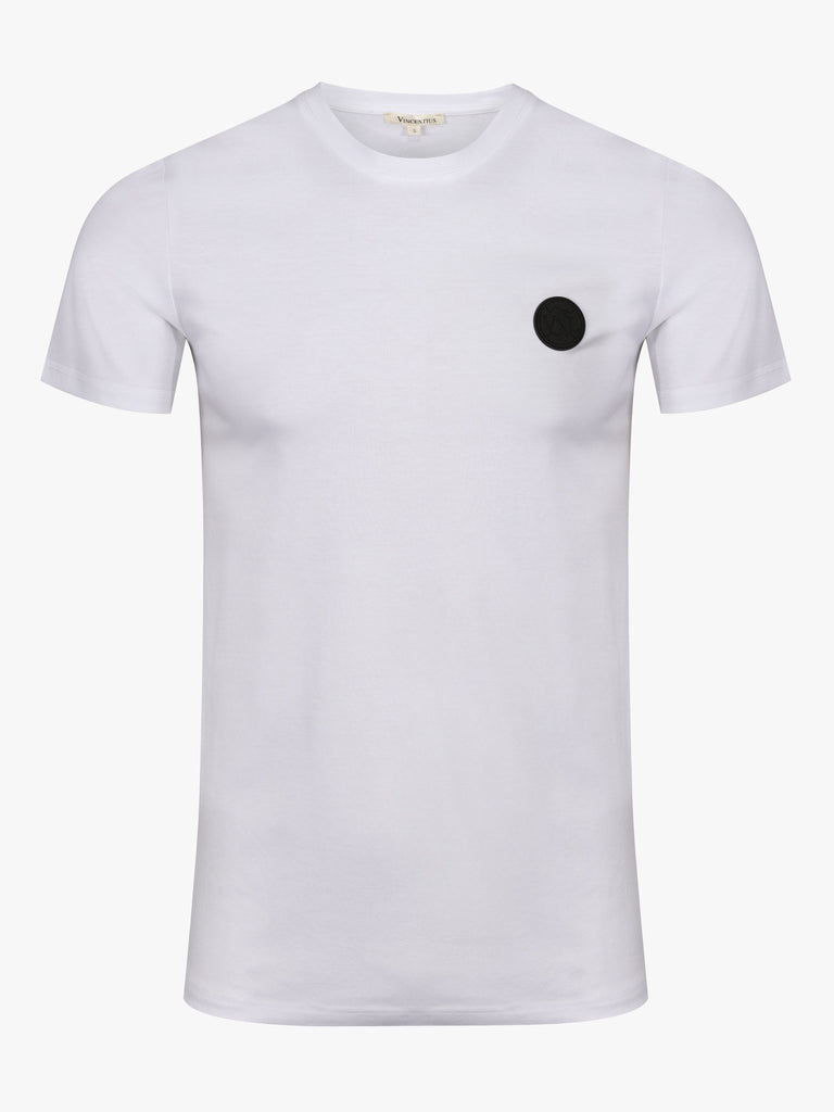 Luxury White & Black Badge T-Shirt - Vincentius
