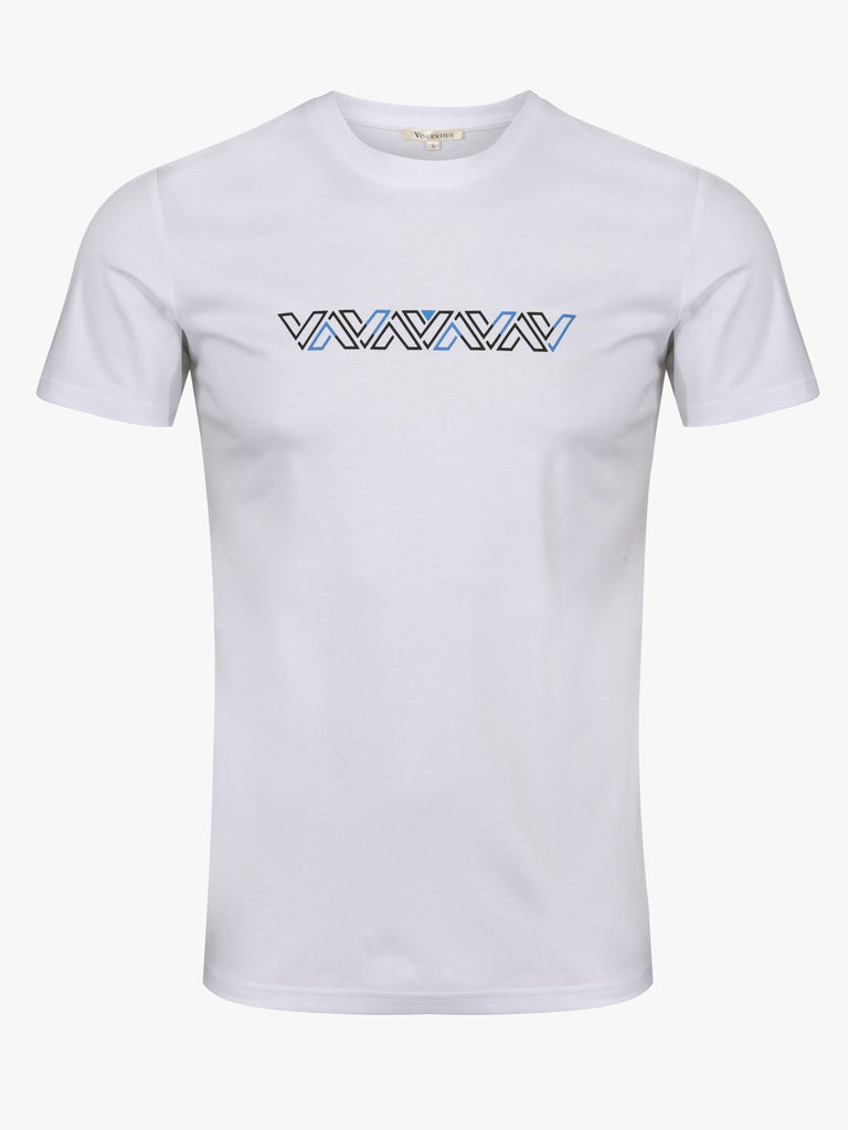 Luxury White & Blue V Line T-Shirt - Vincentius