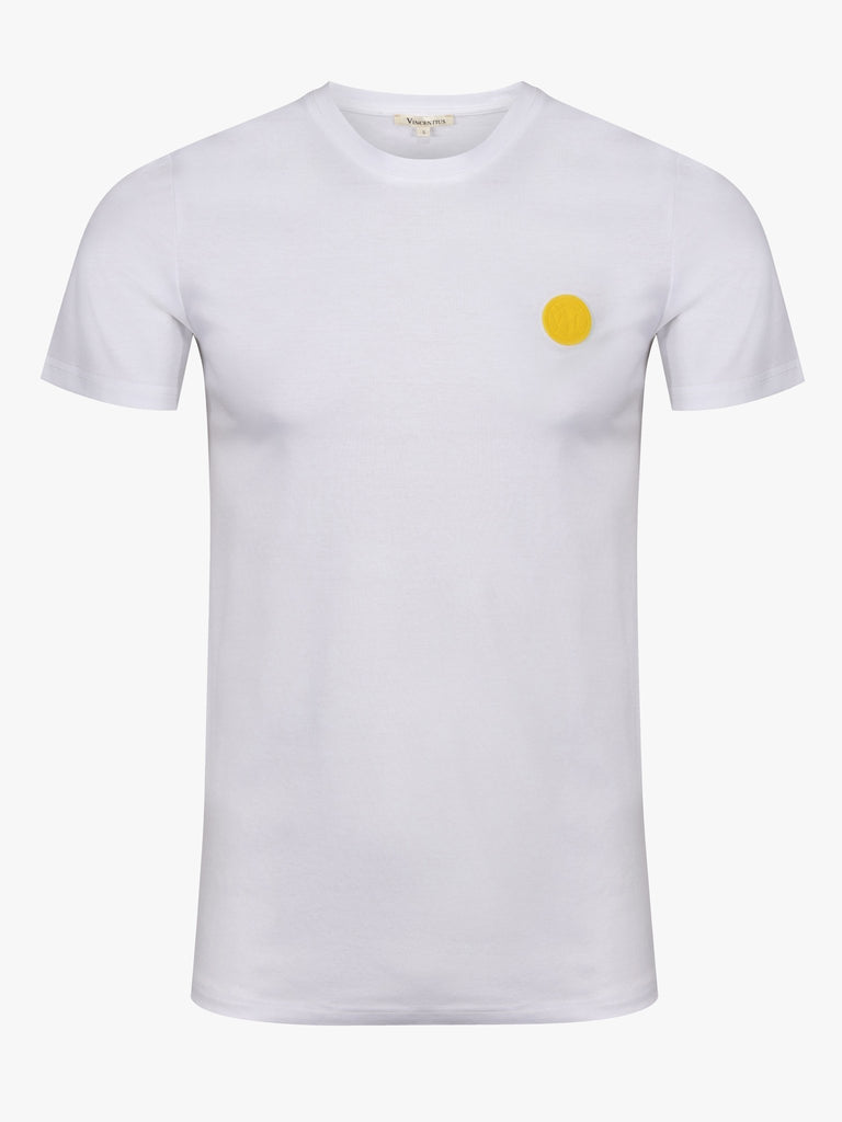 Luxury White & Yellow Badge T-Shirt - Vincentius