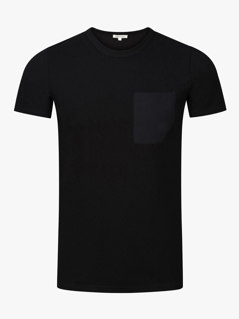 Mercerised Pique Pocket T-Shirt - Black - Vincentius